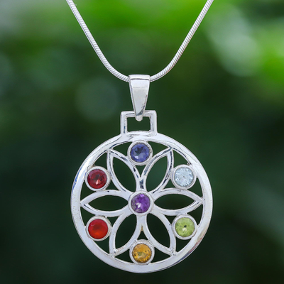 Multi-gemstone pendant necklace, Blossom Chakra