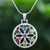Multi-gemstone pendant necklace, 'Blossom Chakra' - High Polish Sterling Silver Gemstone Flower Pendant Necklace thumbail