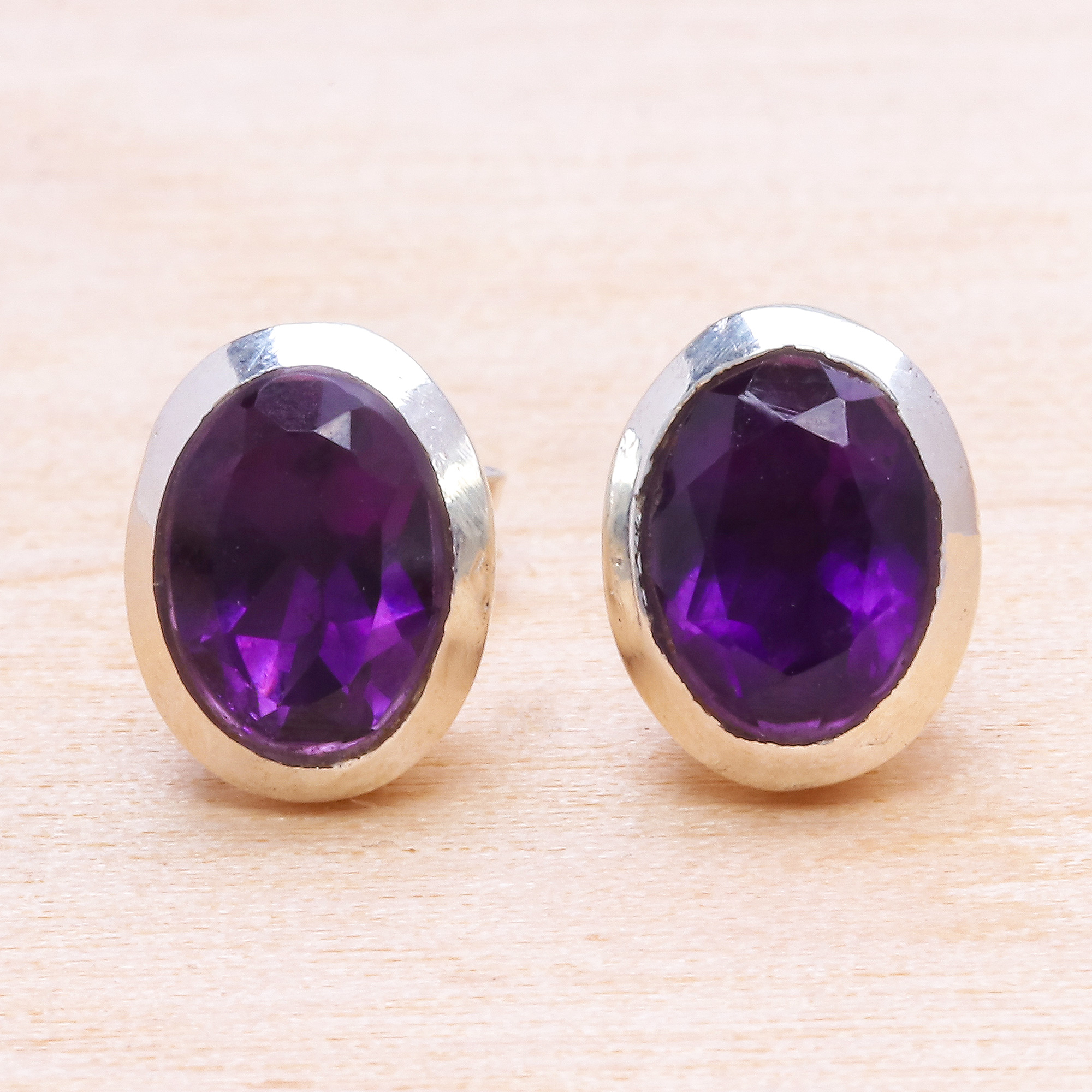 amethyst stud earrings silver