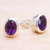 Amethyst stud earrings, 'Aubergine' - Sterling Silver Bezel Set Faceted Amethyst Stud Earrings (image 2b) thumbail