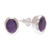 Amethyst stud earrings, 'Aubergine' - Sterling Silver Bezel Set Faceted Amethyst Stud Earrings (image 2c) thumbail