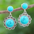 Sterling silver dangle earrings, 'Scenic Moon' - Sterling Silver Flower Earrings with Reconstituted Turquoise thumbail