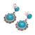 Sterling silver dangle earrings, 'Scenic Moon' - Sterling Silver Flower Earrings with Reconstituted Turquoise (image 2c) thumbail