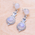 Rainbow moonstone dangle earrings, 'Nature's Lantern' - Rainbow Moonstone Cabochon Sterling Silver Dangle Earrings (image 2b) thumbail