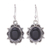 Onyx dangle earrings, 'Midnight Spark' - Black Onyx Cabochon Sterling Silver Dangle Earrings