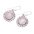 Rose quartz dangle earrings, 'Pink Aura' - Bezel Set Rose Quartz Cabochon Dangle Earrings