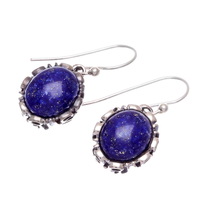 Lapis lazuli dangle earrings, 'Alluring in Blue' - Lapis Lazuli Sterling Silver Dangle Earrings