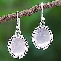 Rose quartz dangle earrings, 'Alluring in Pink'