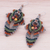 Macrame beaded dangle earrings, 'Morning Boho in Brown' - Hand Made Macrame Bohemian Dangle Earrings
