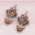 Macrame beaded dangle earrings, 'Morning Boho in Yellow' - Hand Made Macrame Bohemian Dangle Earrings