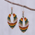 Macrame dangle earrings, 'Mini Boho in Multi' - Macrame and Bead Dangle Earrings (image 2) thumbail