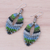 Macrame dangle earrings, 'Mini Boho in Blue-Green' - Macrame and Bead Dangle Earrings (image 2b) thumbail