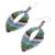 Macrame dangle earrings, 'Mini Boho in Blue-Green' - Macrame and Bead Dangle Earrings (image 2c) thumbail