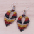Macrame dangle earrings, 'Mini Boho in Earth' - Macrame and Bead Dangle Earrings (image 2b) thumbail