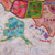 Patchwork-Batik-Wandbehang, „USA“ – Patchwork-Batik-Karte der US-Wandbehang