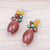 Pendientes colgantes de cornalina y perlas cultivadas - Aretes colgantes de cornalina y perlas cultivadas