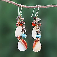 Multi-gemstone dangle earrings, 'Summer's End'