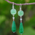 Chalcedony and quartz dangle earrings, 'Easy Being Green' - Green Chalcedony and Quartz Dangle Earrings thumbail