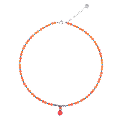 Carnelian and howlite beaded necklace, 'Apricot Love' - Carnelian and Howlite Beaded Necklace
