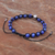 Lapis lazuli and rhodium-plated brass beaded bracelet, 'Skull and Sky' - Lapis Lazuli Beaded Bracelet with Rhodium Plated Skull (image 2b) thumbail