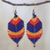 Macrame dangle earrings, 'Boho Leaves in Jewel Tones' - Jewel Tone Leaf Waxed Cord Macrame Dangle Earrings (image 2) thumbail