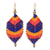 Macrame dangle earrings, 'Boho Leaves in Jewel Tones' - Jewel Tone Leaf Waxed Cord Macrame Dangle Earrings thumbail