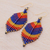 Macrame dangle earrings, 'Boho Leaves in Jewel Tones' - Jewel Tone Leaf Waxed Cord Macrame Dangle Earrings (image 2b) thumbail