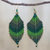 Macrame dangle earrings, 'Boho Leaves in Green' - Green Leaf Waxed Cord Macrame Dangle Earrings (image 2) thumbail