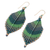 Macrame dangle earrings, 'Boho Leaves in Green' - Green Leaf Waxed Cord Macrame Dangle Earrings (image 2c) thumbail