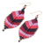 Macrame dangle earrings, 'Boho Leaves in Pink' - Pink Leaf Waxed Cord Macrame Dangle Earrings (image 2c) thumbail
