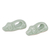 Celadon ceramic napkin rings, 'Perennial Grandeur' (pair) - Dog-Themed Green Celadon Ceramic Napkin Rings (Pair)