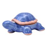 Celadon ceramic decorative box, 'Blue Turtle' - Handmade Celadon Ceramic Turtle Decorative Box