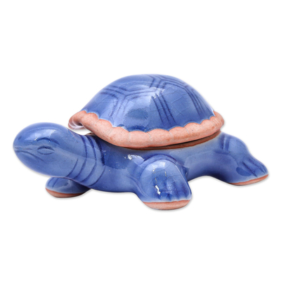 Deko-Box aus Seladon-Keramik - Handgefertigte Schildkröten-Dekorationsbox aus Seladon-Keramik