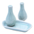 Celadon ceramic salt and pepper set, 'Thai Spring' (3 pieces) - Aqua Celadon Salt and Pepper Set