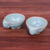 Celadon ceramic bowls, 'Elephant Companion in Aqua' (pair) - Aqua Elephant Motif Celadon Bowls (Pair)