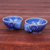 Cuencos de cerámica Celadon, (par) - Cuencos elefante azul celadón (par)
