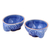 Celadon ceramic bowls, 'Elephant Companion in Blue' (pair) - Blue Celadon Elephant Bowls (Pair)