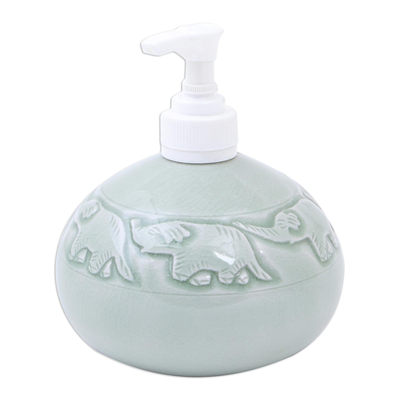 Hand Crafted Celadon Ceramic Soap Dispenser