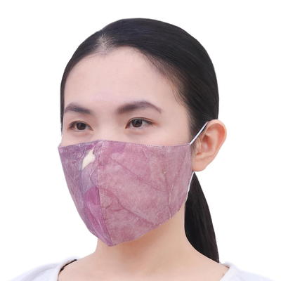 Eco-printed cotton face masks, 'Tumbling Leaves' (pair) - Artisan Crafted Reusable Cotton Face masks (Pair)