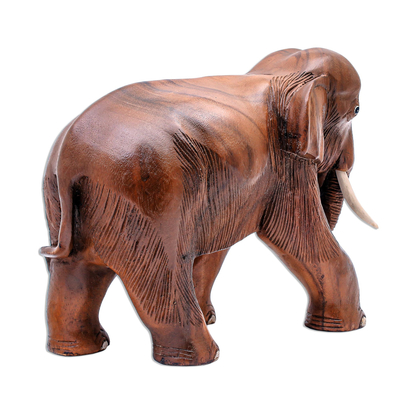 estatuilla de madera - Estatuilla de elefante de madera de árbol de lluvia tallada a mano