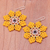 Glass beaded dangle earrings, 'Floral Geometry in Orange' - Glass Seed Bead Geometric Floral Dangle Earrings (image 2b) thumbail