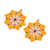 Glass beaded dangle earrings, 'Floral Geometry in Orange' - Glass Seed Bead Geometric Floral Dangle Earrings (image 2c) thumbail