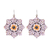 Glass beaded dangle earrings, 'Floral Geometry in Purple' - Glass Seed Bead Geometric Floral Dangle Earrings
