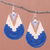 Glass beaded dangle earrings, 'Thai Moon in Blue' - Handcrafted Glass Bead Dangle Earrings (image 2) thumbail