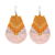 Glass beaded dangle earrings, 'Thai Moon in Orange' - Orange and Cream Glass Beaded Dangle Earrings
