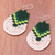 Glass beaded dangle earrings, 'Thai Moon in Green' - Green and Cream Glass Beaded Dangle Earrings (image 2b) thumbail