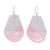 Glass beaded dangle earrings, 'Thai Moon in Pink' - White and Pink Glass Beaded Dangle Earrings