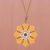 Beaded pendant necklace, 'Eight Petals in Yellow' - Hand Strung Glass Beaded Pendant Necklace (image 2) thumbail