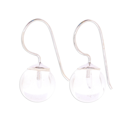 Clear Quartz and Sterling Silver Drop Earrings