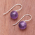 Rose quartz drop earrings, 'Luna in Violet' - Amethyst Sterling Silver Drop Earrings (image 2b) thumbail